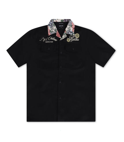 SMOKE RISE TAPESTRY SS WOVEN SHIRT -  BLACK SMOKE RISE