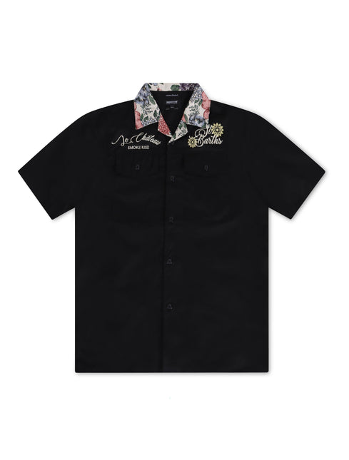 SMOKE RISE TAPESTRY SS WOVEN SHIRT -  BLACK SMOKE RISE