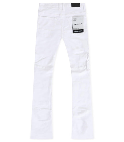 SMOKE RISE UTILITY MULTI CARGO JEANS - WHITE SMOKE RISE