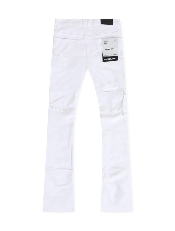 SMOKE RISE UTILITY MULTI CARGO JEANS - WHITE SMOKE RISE