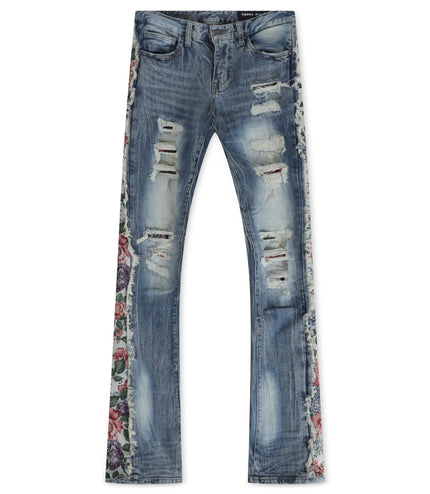 SMOKE RISE TAPESTRY INSERT  STACKED JEANS - HILLSIDE BLUE SMOKE RISE