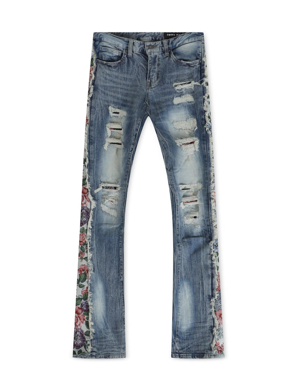 SMOKE RISE TAPESTRY INSERT  STACKED JEANS - HILLSIDE BLUE SMOKE RISE