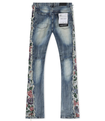 SMOKE RISE TAPESTRY INSERT  STACKED JEANS - HILLSIDE BLUE SMOKE RISE