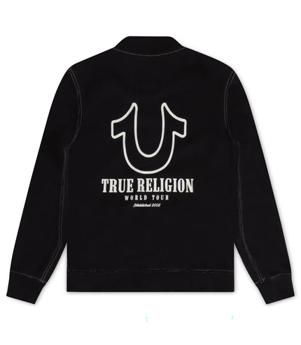 TRUE RELIGION BIG T TRACK JACKET - WASHED BLACK TRUE RELIGION