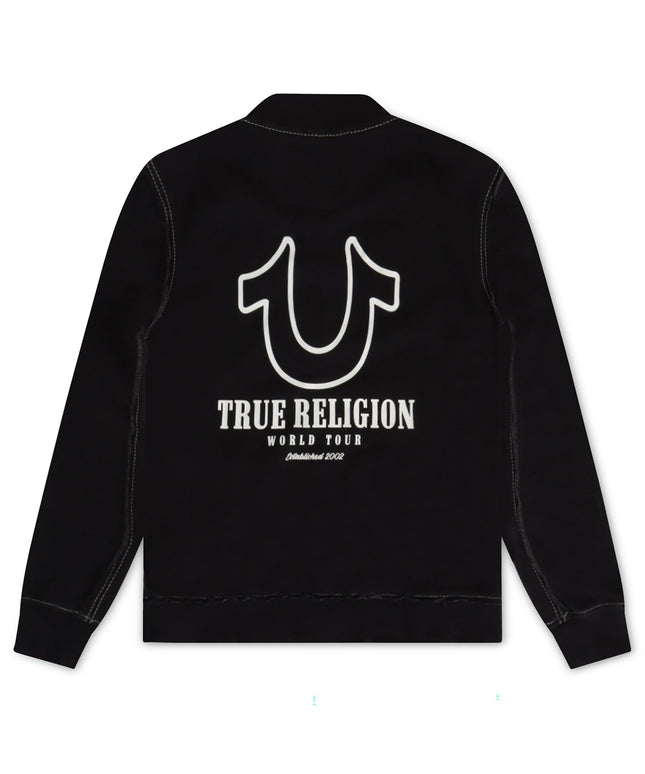 TRUE RELIGION BIG T TRACK JACKET - WASHED BLACK TRUE RELIGION