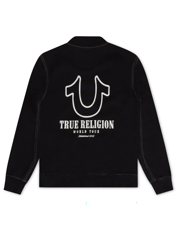 TRUE RELIGION BIG T TRACK JACKET - WASHED BLACK TRUE RELIGION