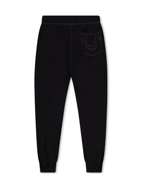 TRUE RELIGION BIG T DRAWSTRING JOGGER - JET BLACK TRUE RELIGION