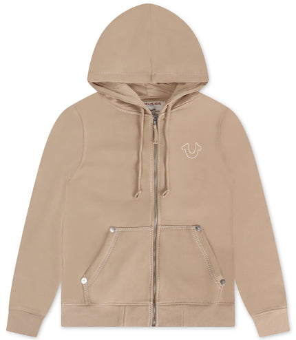 TRUE RELIGION BIG T ZIP HOODIE - TRAVERTINE TRUE RELIGION