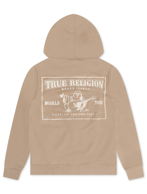 TRUE RELIGION BIG T ZIP HOODIE - TRAVERTINE TRUE RELIGION