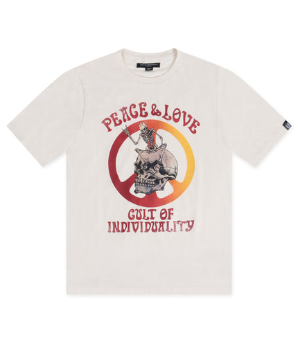 CULT OF INDIVIDUALITY PEACE & LOVE TEE - CREAM CULT OF INDIVIDUALITY