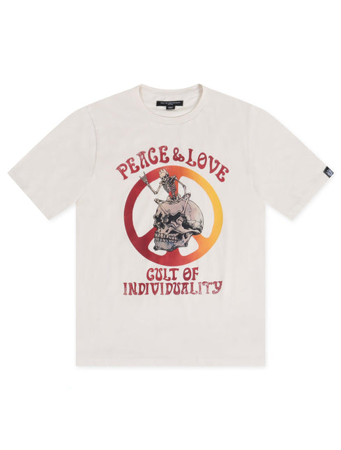 CULT OF INDIVIDUALITY PEACE & LOVE TEE - CREAM CULT OF INDIVIDUALITY