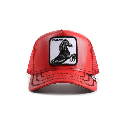 GOORIN BROS LEATHER CHERRY MUSTANG HAT - RED GOORIN BROS