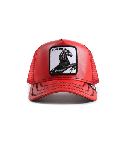 GOORIN BROS LEATHER CHERRY MUSTANG HAT - RED GOORIN BROS