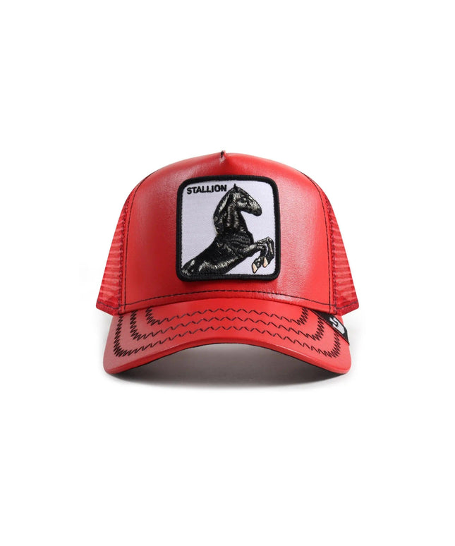GOORIN BROS LEATHER CHERRY MUSTANG HAT - RED GOORIN BROS