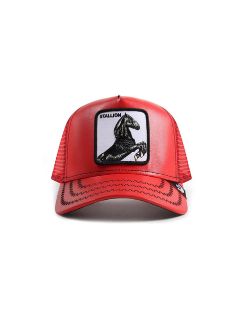 GOORIN BROS LEATHER CHERRY MUSTANG HAT - RED GOORIN BROS