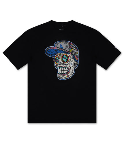 NEW ERA LA DODGERS MLB SUGAR SKULL TEE - BLACK NEW ERA