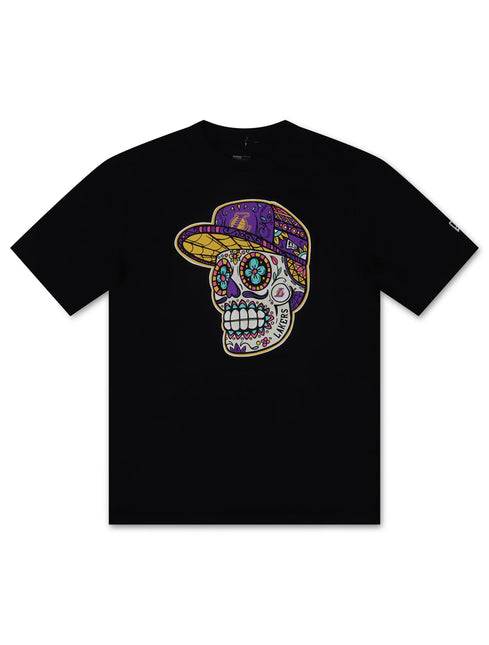 NEW ERA LA LAKERS NBA SUGAR SKULL TEE -  BLACK NEW ERA