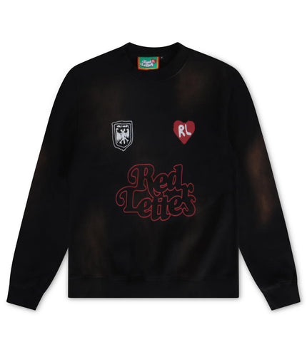 RED LETTERS WASHED CREWNECK - BLACK RED LETTERS