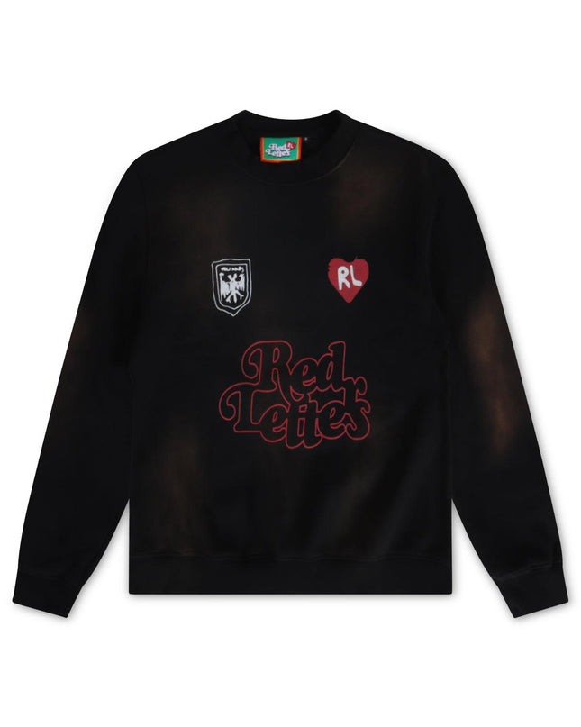 RED LETTERS WASHED CREWNECK - BLACK RED LETTERS