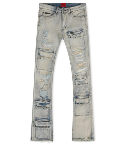 AJENDA CARGO STACKED JEANS - DIRTY WASH AJENDA