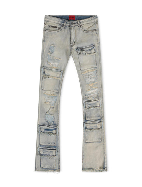 AJENDA CARGO STACKED JEANS - DIRTY WASH AJENDA