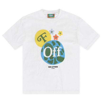 Red Letters F Off Earth Tee - White