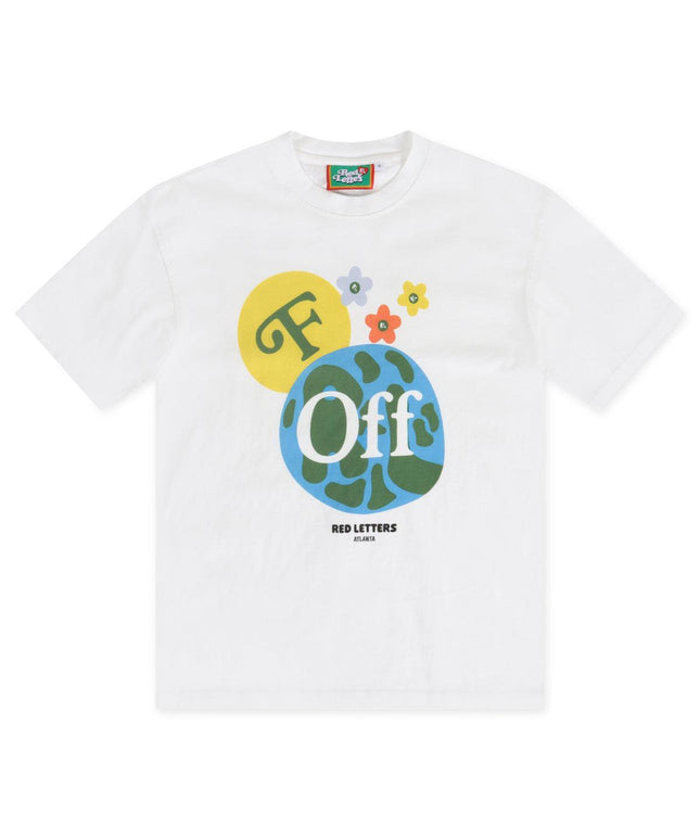 RED LETTERS F OFF EARTH TEE - WHITE RED LETTERS