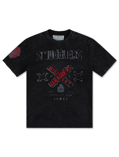 SMUGGLERS MOON APPLIQUE TEE -  BLACK SMUGGLERS MOON