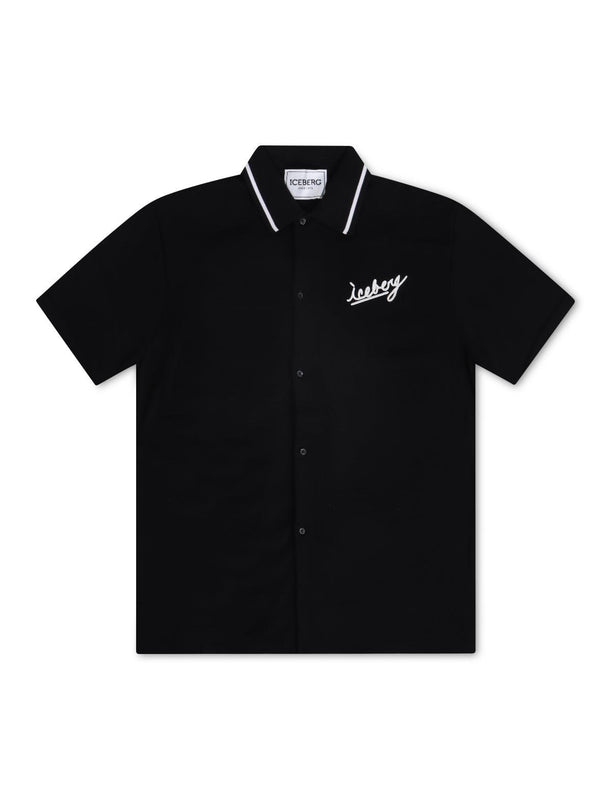 ICEBERG KNITTED POLO SHIRT - BLACK ICEBERG