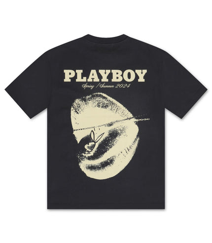 HOMME FEMME PLAYBOY TONGUE TIED TEE - BLACK/CREAM HOMME FEMME