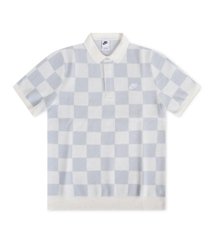 NIKE MENS SPORTS CLUB CHECKERED POLO - PLATINUM NIKE