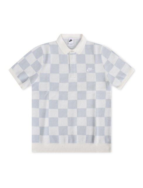 NIKE MENS SPORTS CLUB CHECKERED POLO - PLATINUM NIKE