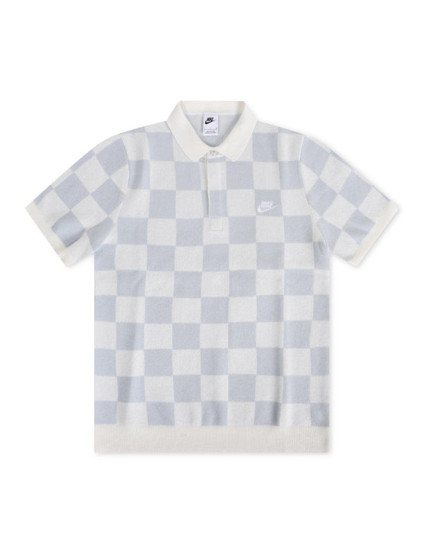 NIKE MENS SPORTS CLUB CHECKERED POLO - PLATINUM NIKE