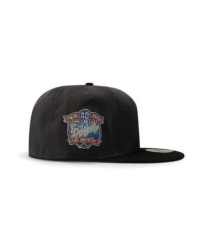 New Era 5950 Dodgers 40th Anniversary Patch Hat - Charcoal