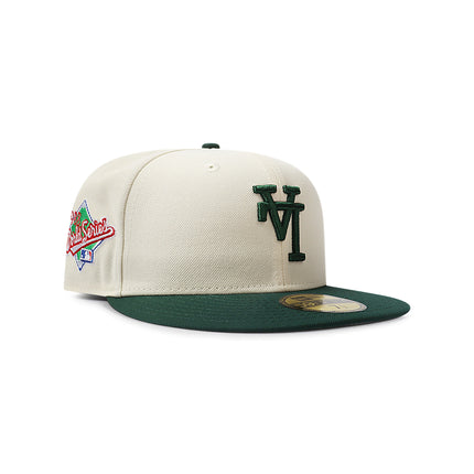 New Era 5950 Dodgers Upside Down LA World Series Hat - Chrome/Green - denim exchange