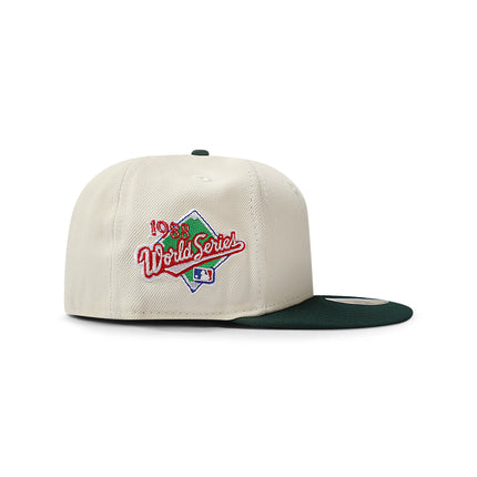 New Era 5950 Dodgers Upside Down LA World Series Hat - Chrome/Green - denim exchange