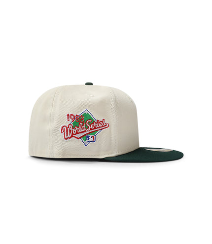New Era 5950 Dodgers Upside Down LA World Series Hat - Chrome/Green