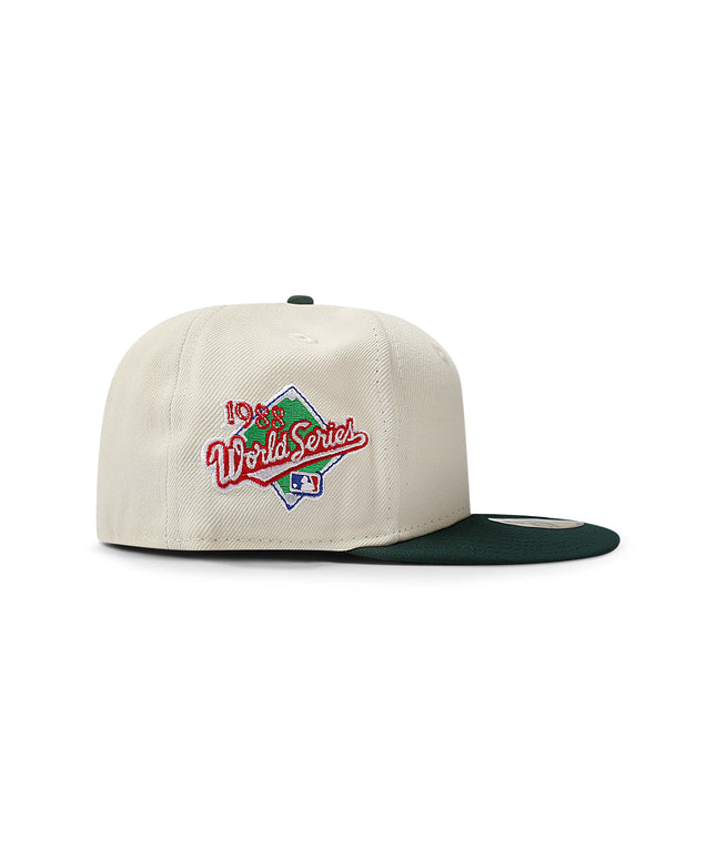 New Era 5950 Dodgers Upside Down LA World Series Hat - Chrome/Green