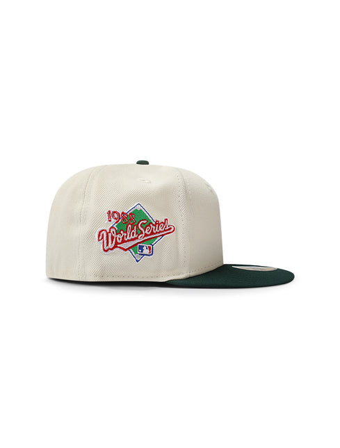 New Era 5950 Dodgers Upside Down LA World Series Hat - Chrome/Green - denim exchange
