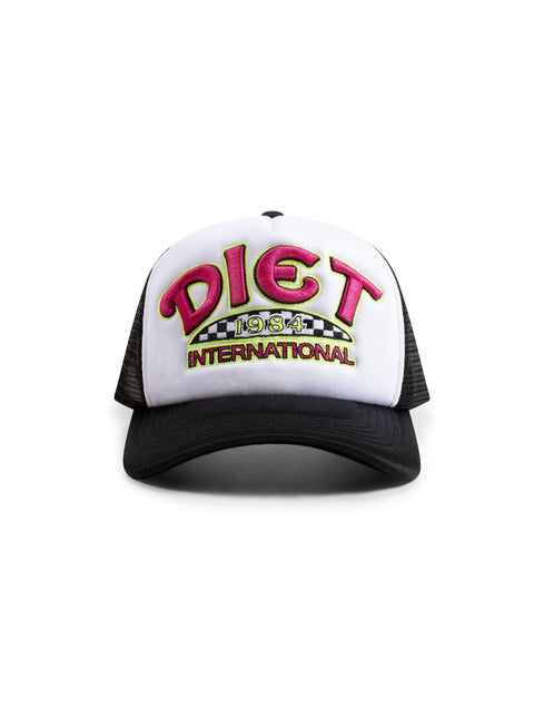 DIET STARTS MONDAY INTERNATIONAL TRUCKER HAT - WHITE/BLACK DIETSTARTSMONDAY