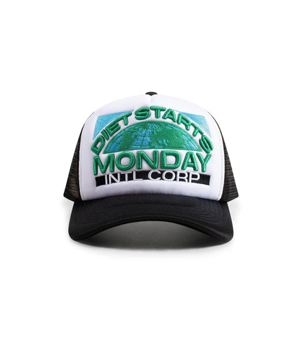 DIET STARTS MONDAY CORP TRUCKER HAT - WHITE/BLACK DIETSTARTSMONDAY