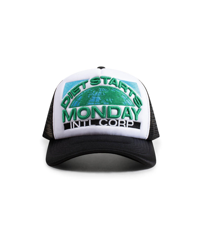 DIET STARTS MONDAY CORP TRUCKER HAT - WHITE/BLACK DIETSTARTSMONDAY