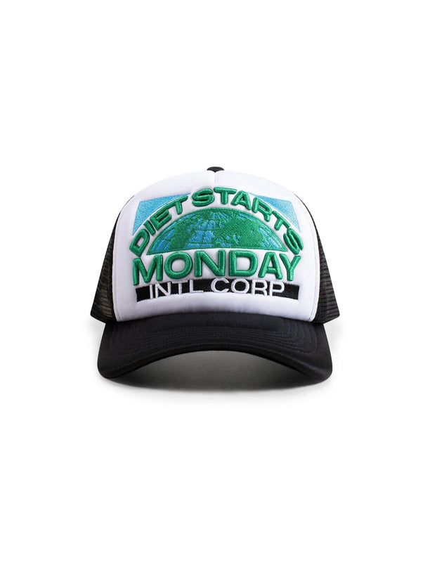 DIET STARTS MONDAY CORP TRUCKER HAT - WHITE/BLACK DIETSTARTSMONDAY