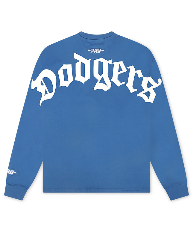 Pro Standard Dodgers Script Lightweight Wingspan Crewneck - Blue