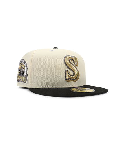 New Era 5950 Seattle Mariners 30th Anniversary Hat - Chrome/Gold