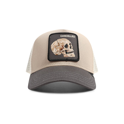 Goorin Bros Cancelled Skull Trucker Hat - Beige/Grey