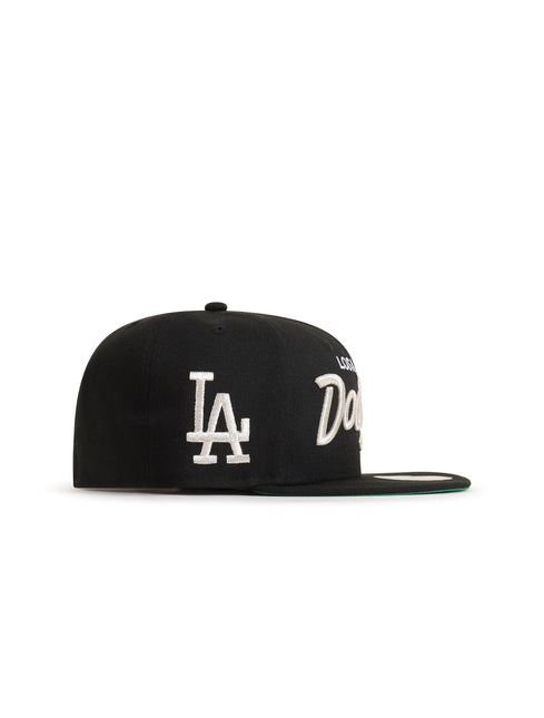 NEW ERA 5950 LA DODGERS SIDE LOGO HAT - BLACK/METALLIC SILVER NEW ERA