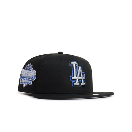 NEW ERA 5950 DODGERS 40TH ANNIVERSARY HAT - BLACK/METALLIC BLUE NEW ERA