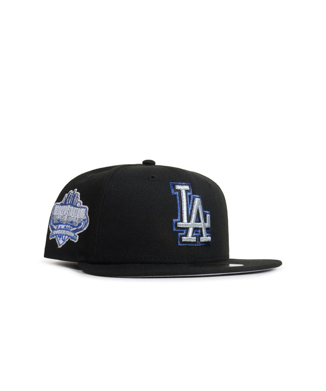 NEW ERA 5950 DODGERS 40TH ANNIVERSARY HAT - BLACK/METALLIC BLUE NEW ERA