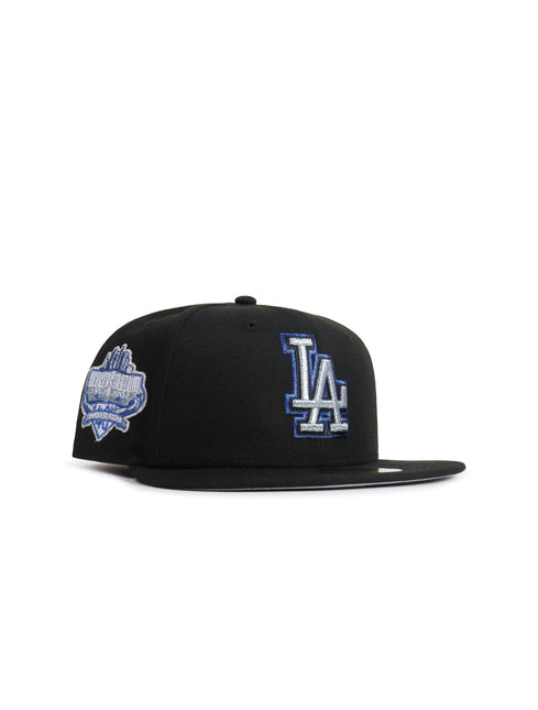 NEW ERA 5950 DODGERS 40TH ANNIVERSARY HAT - BLACK/METALLIC BLUE NEW ERA